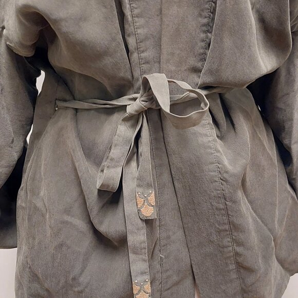 ZARA Trafaluc, Sage Green, Gold Embroidered Dragon, Kimono Jacket, Size:M - Picture 8 of 10